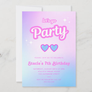 Doll Pink Malibu Girl Let's Go Party Birthday Invitation