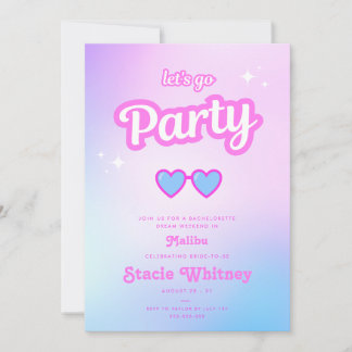 Doll Pink Malibu Girl Let's Go Party Birthday Invitation