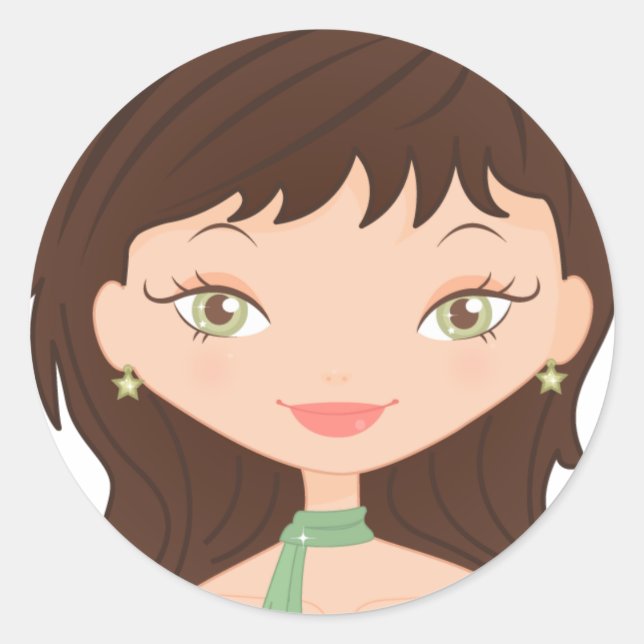 Doll rose classic round sticker (Front)