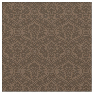 Doll-Scale Renaissance Damask, Dark Brown Fabric