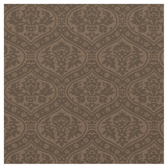 Doll-Scale Renaissance Damask, Dark Brown Fabric (Close Up)