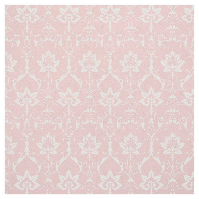 Doll-Scale Renaissance Damask, Delicate Pink Fabric (Swatch)