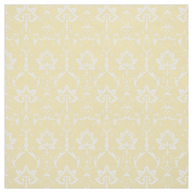 Doll-Scale Renaissance Damask, Pale Yellow Fabric (Swatch)