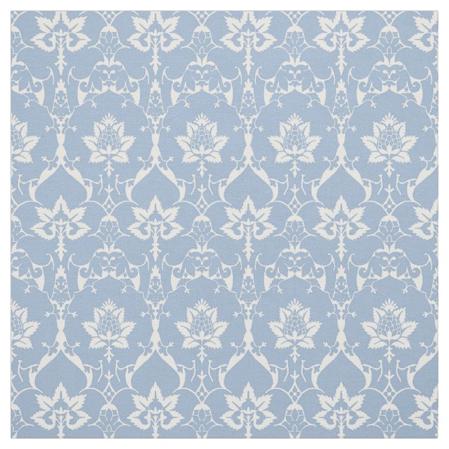 Doll-Scale Renaissance Damask, Sky Blue Fabric (Swatch)
