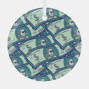 Dollar Banknotes: Seamless Money Pattern Glass Tree Decoration