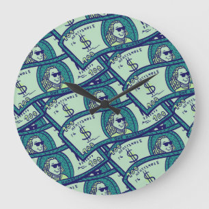 Dollar Banknotes: Seamless Money Pattern Large Clock