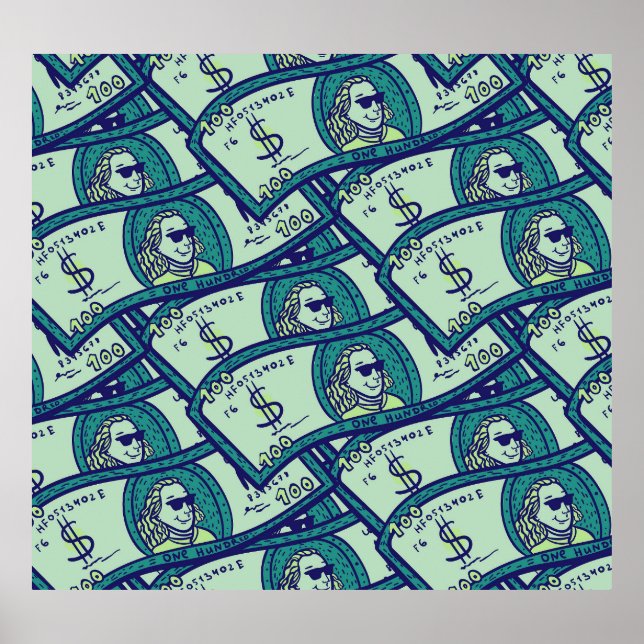 Dollar Banknotes: Seamless Money Pattern Poster (Front)