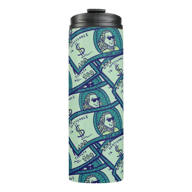 Dollar Banknotes: Seamless Money Pattern Thermal Tumbler (Front)