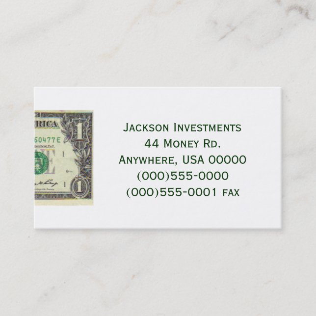 "Dollar Bill" Business Card (Front)