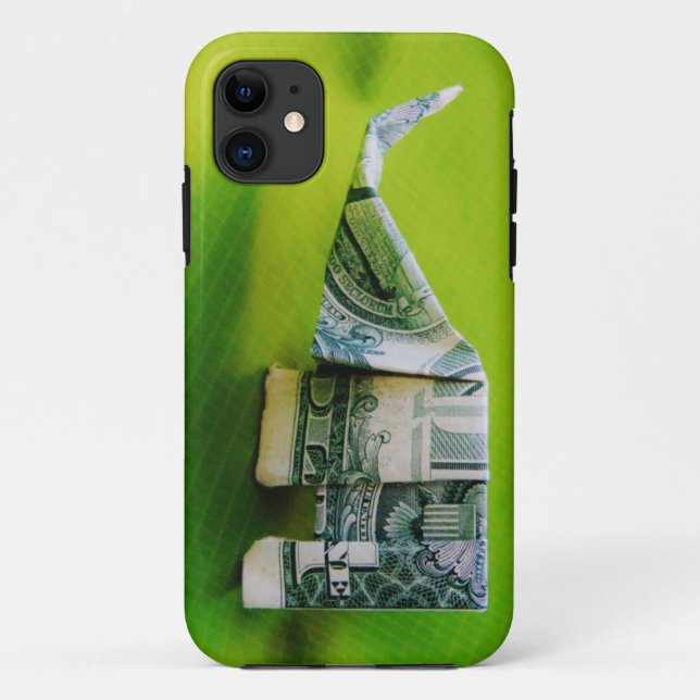 Dollar bill origami Elephant on Green background Case-Mate iPhone Case (Back)