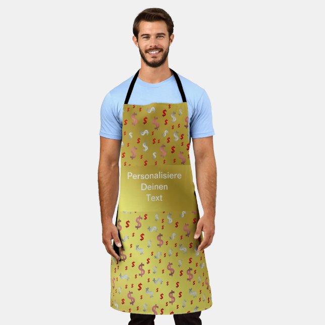 dollar, colour, colourful + pattern, house  apron (Worn)