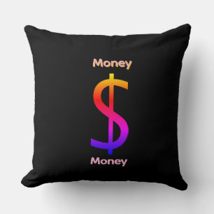 Dollar $ign Money  Logo Rainbow Black Cushion