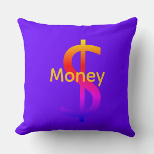 Dollar $ign Money  Logo Rainbow Electric Blue Cushion