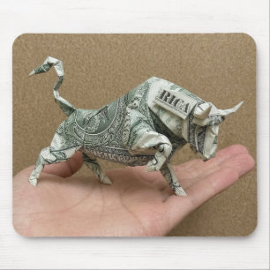 Dollar Origami Bull Mouse Pad