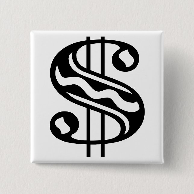 Dollar Sign 15 Cm Square Badge (Front)