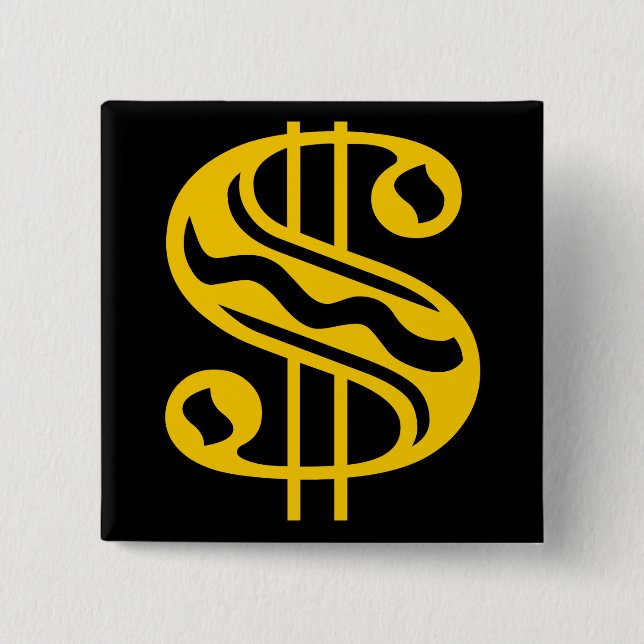 Dollar Sign - Amber 15 Cm Square Badge (Front)