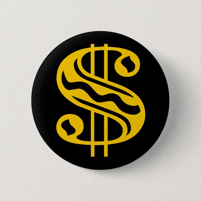 Dollar Sign - Amber 6 Cm Round Badge (Front)