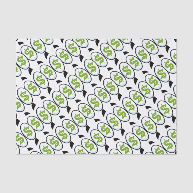 Dollar Sign Cartoon Eyes Money Cash Tissue Paper (Front)