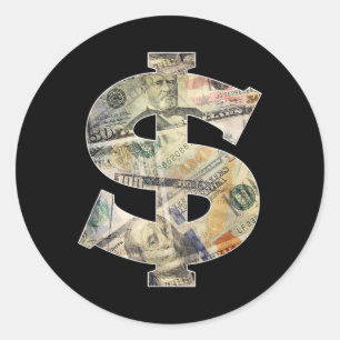Dollar Sign Cool Money Classic Round Sticker