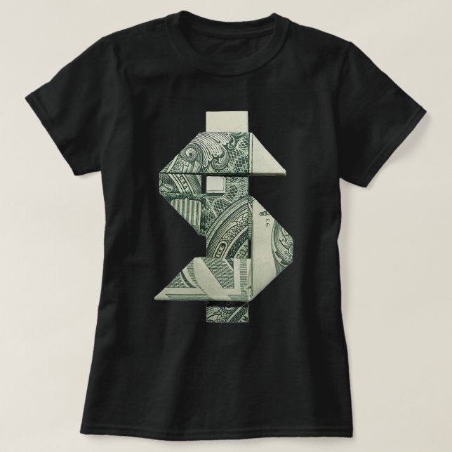 Dollar Sign Money Origami Cash T-Shirt (Design Front)