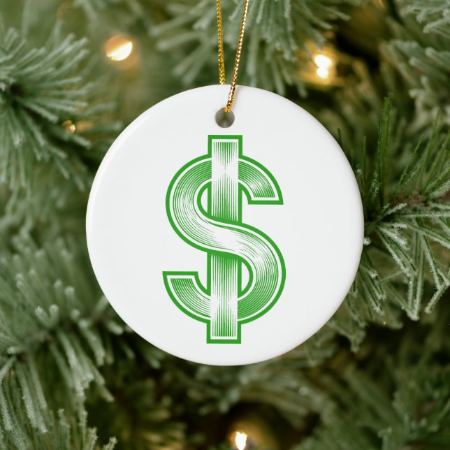 Dollar Sign Money Symbol Ceramic Ornament (Tree)