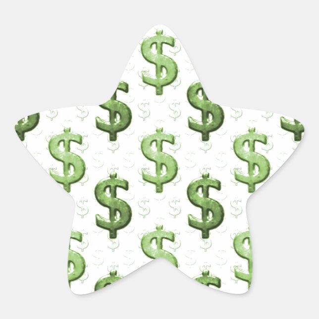 Dollar Sign Pattern Star Sticker (Front)