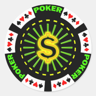 DOLLAR SIGN POKER CHIP CLASSIC ROUND STICKER