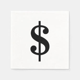 Dollar Sign Simple Classic Alphabet Napkin