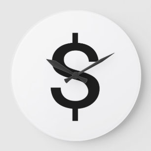 Dollar Sign   Simple Modern Alphabet Large Clock