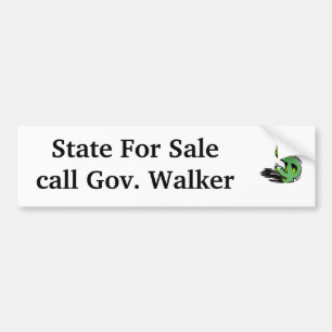 dollar-sign, State For Salecall Gov. Walker Bumper Sticker