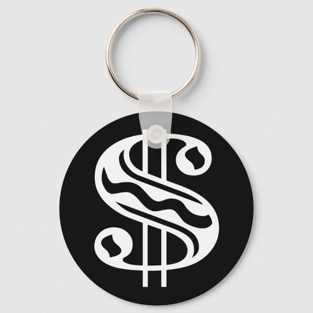 Dollar Sign - White Key Ring (Front)