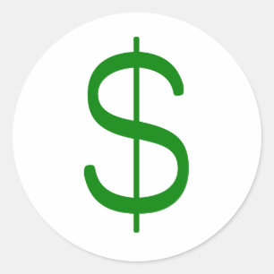 Dollar Sign$ Yellow Green Pink Classic Round Sticker