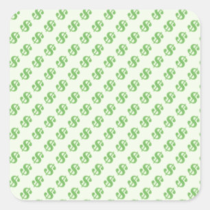 Dollar Signs on Green Square Sticker