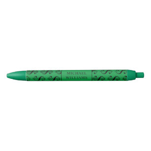 Dollar Signs Pattern with Your Name Black Ink Pen