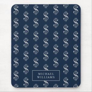 Dollar Signs Pattern with Your Name Mouse Pad