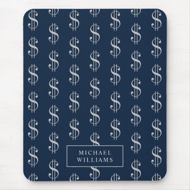 Dollar Signs Pattern with Your Name Mouse Pad (Front)