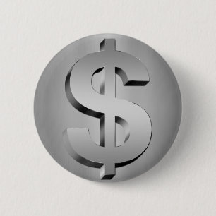 dollar symbol 6 cm round badge