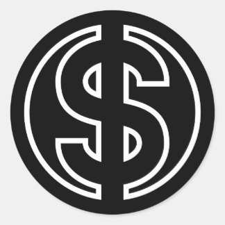 Dollar Symbol currency in black circle Classic Round Sticker
