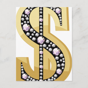 Dollar symbol in diamonds 2 postcard