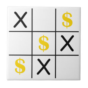 Dollar Tic Tac Toe Ceramic Tile