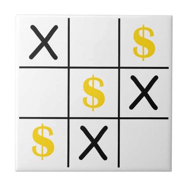 Dollar Tic Tac Toe Ceramic Tile (Front)