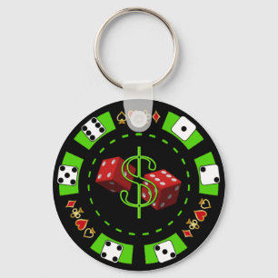 DOLLARS AND DICE POKER CHIP KEY RING