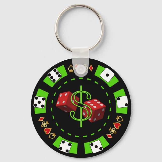DOLLARS AND DICE POKER CHIP KEY RING (Front)
