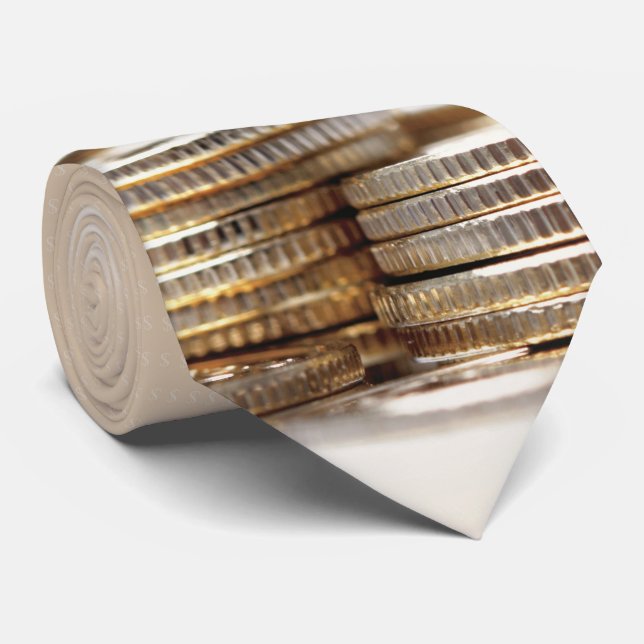 Dollars Coins Pattern Tie (Rolled)