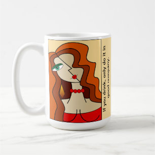 Dolled Up Redhead Women Beautiful Cubism Coffee Mug