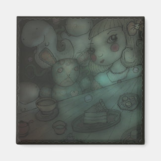 dolls come to life: doll tea party magnet