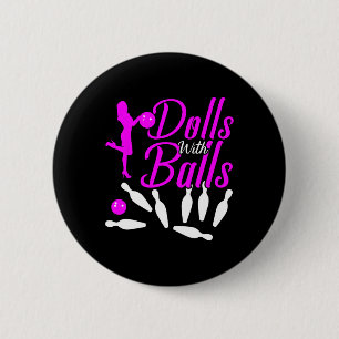 Dolls With Bowling Shirt Funny Bowler Bowling 6 Cm Round Badge