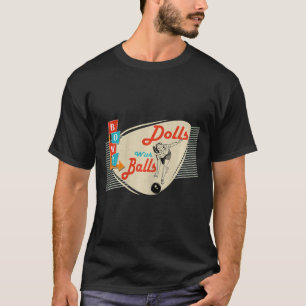Dolls With Vintage Retro Matching Bowling Team T-Shirt