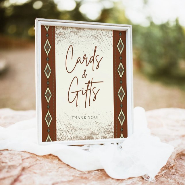 DOLLY Aztec Rustic Western Cards And Gifts Event Pedestal Sign (Creator Uploaded)