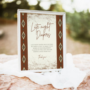 DOLLY Aztec Rustic Western Late Night Diapers Sign